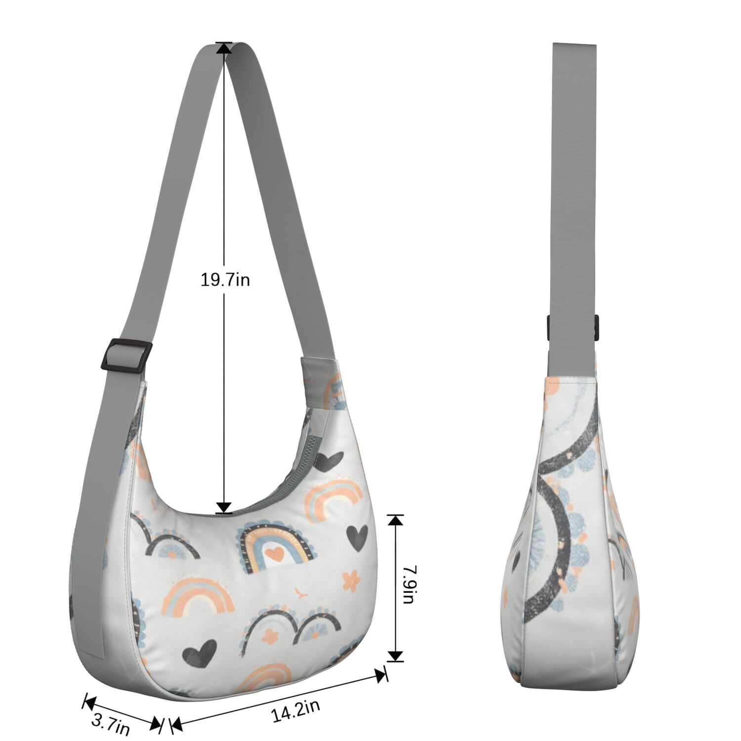 Rainbow Cartoon Sling Bag Nylon Bag for Travel Vacation Shopping Hiking Cycling Gym
