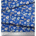 thumbnail image 3 of Soimoi Blue Cotton Voile Fabric Floral & Letter Vintage Printed Fabric 1 Yard 42 Inch Wide, 3 of 3