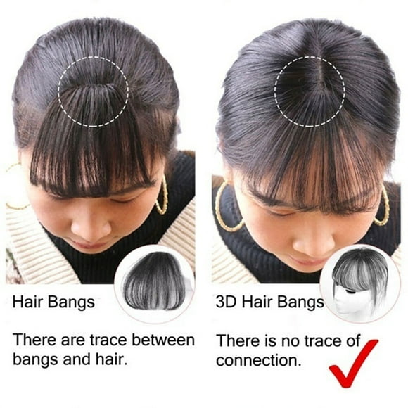 justharion Air Bangs 3D Invisible Neat Hairpieces Traceless with Temples Safe Fake Fringe Hairstyle Accessories for Wedding Daily Wear No.3