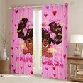 thumbnail image 2 of Erosebridal Cute Princess Girl Blackout Curtains Set of 2 (52x84 Each),Cartoon Black Girly Colorful Loves Print Window Curtains For Kids, 2 of 7
