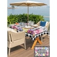 thumbnail image 4 of Easter Eggs Outdoor Tablecloth - 60x84 Inch Rectangle Dining Table Cover, Spring Floral Berry Leaves Botanical Black Plaid Waterproof Outdoor Table Cloth with Umbrella Hole & Zipper for Picnic/Patio, 4 of 7