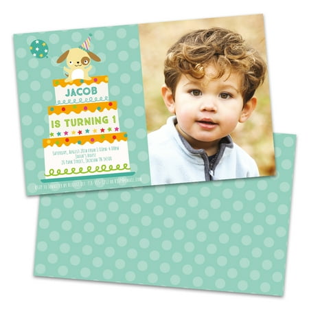 Personalized Puppy Dog Photo Kids Birthday Party Invitations