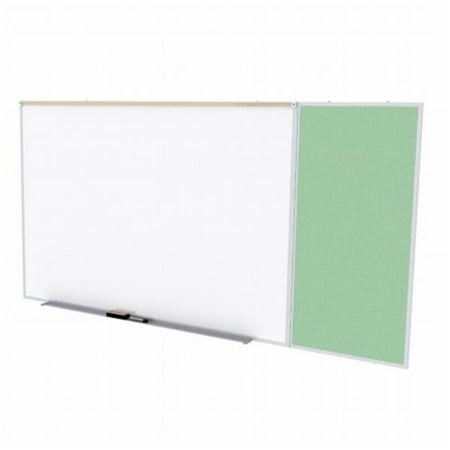 Unity Mint - Ghent SPC410C-V-189 4 ft. x 10 ft. Style C Combination Unit - Porcelain Magnetic Whiteboard and Vinyl Fabric Tackboard - Mint