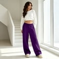 thumbnail image 6 of Resicozy Sweatpants Women Casual Wide Leg Baggy Lounge Pants High Waisted Drawstring with Pockets Oversized Soft Track Joggers Purple 2XL, 6 of 6