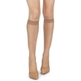 thumbnail image 3 of MeMoi Women's Matte-Finish Micro-Sheer 10-Denier Fashion Knee Highs - Womens - Female, Q, Honey, 3 of 9