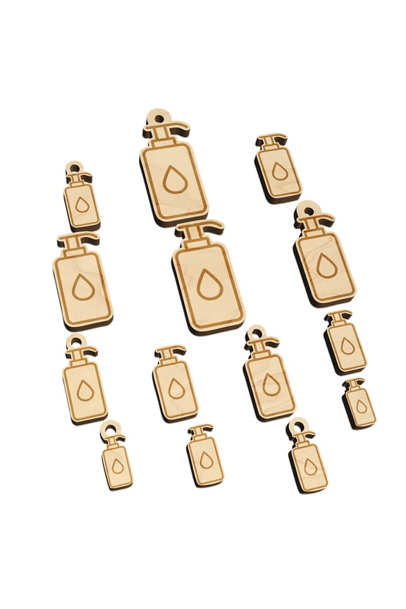 Hand Sanitizer Bottle Symbol Wood Mini Charms Shapes DIY Craft Jewelry - No Hole - 12mm (26pcs)