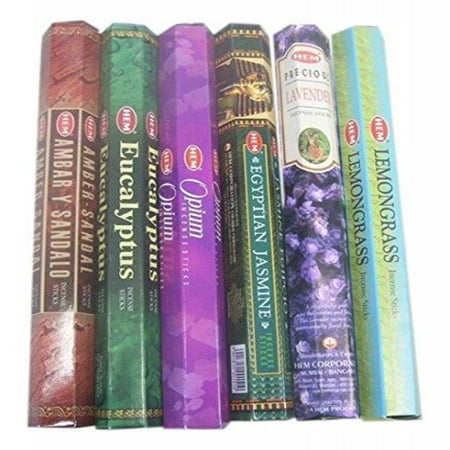 HEM Incense Sticks Best Sellers 6 Boxes X 20 Grams, Variety Pack, Total 120 Gm