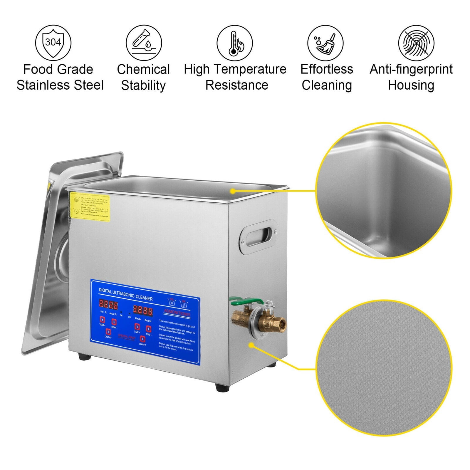 Ultrasonic Cleaner 6L Jewelry Cleaning 200W Stainless Steel Machine Industry Cleaning Equipment For Jewelry Brass Glasses