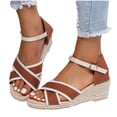 thumbnail image 4 of asdoklhq Clearance Women Shoes Under $10,Summer Ladies Shoes Casual Women's Sandals Roman Beach Sandals, 4 of 5