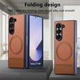 thumbnail image 4 of ELEHOLD Magnetic Case for Samsung Galaxy Z Fold 6, Slim Lightweight Faux Leather Non-Slip Rugged Anti-Scratch Shockproof Case, Wireless Charging Compatible,Brown, 4 of 11