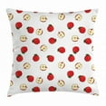 thumbnail image 1 of Apple Throw Pillow Cushion Cover, Hand Drawn Vibrant Fruit Slices Products of Summer Harvest Picnic Themed Nature, Decorative Square Accent Pillow Case, 16 X 16 Inches, Eggshell Red, by Ambesonne, 1 of 2