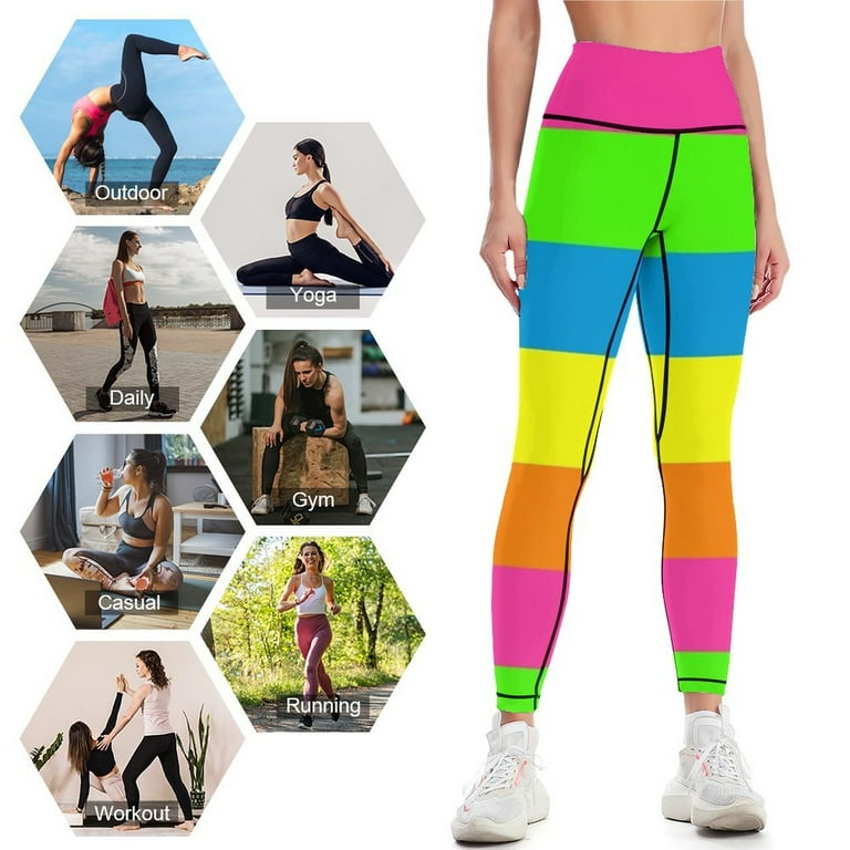PLAIN SOLID NEON FLUORESCENT RAINBOW STRIPES 5 COLORS Leggings harem pants Women sports Fitness s gym clothes Womens Leggings Walmart