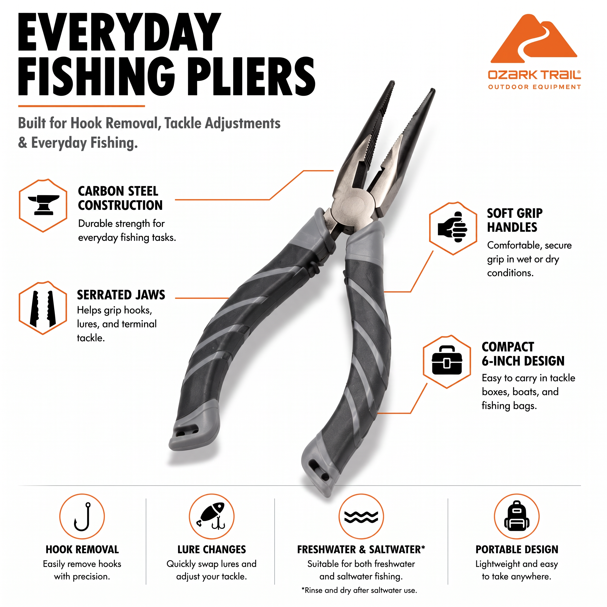 Ozark Trail Carbon Steel Fishing Pliers 6-Inch 4 Pack photo 3