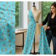 thumbnail image 5 of Soimoi Blue Cotton Poplin Fabric Leaves & Flower Print Fabric by the Yard 42 Inch Wide, 5 of 7