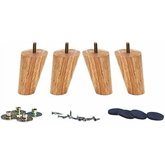 4" Solid Rubber Wood Replacement Sofa Couch Chair Ottoman Loveseat Coffee Table Cabinet Furniture Wood Legs(4" Slant Set of 4)