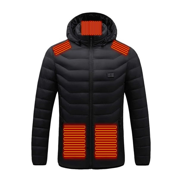 Men's Coats And Jackets Hooded Outdoor Warm Clothing Heated For Riding  Skiing Fishing Charging Via Heated Coat Black XXL JE 