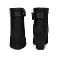 thumbnail image 5 of BLISSFUL STEP Women's Ankle Boots Chunky Heel Pointed Toe Buckle Strap Zipper Faux Suede Black 6, 5 of 6