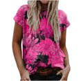 thumbnail image 2 of Pntutb moda mujer casual suelto estampado floral o-cuello manga corta camiseta blusa Pntutb Pntutb-8174, 2 of 5