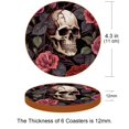 thumbnail image 3 of Rose 6PCS Round Coasters, Microfiber Leather Cup Coasters Set of 6, 11x11 cm/4.3x4.3 in Drink Coasters for Home Decor, 3 of 6