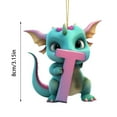 thumbnail image 3 of LanSuare 26 Letter Christmas Ornaments, 3.1Inch Colorful Dinosaur Shape Christmas Letter Tree Hanging Pendant, Xmas Initial for DIY Craft Ornaments（T）, 3 of 5