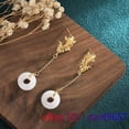 thumbnail image 2 of K-KED White Jade Carp Earrings Chinese Women Ear Studs 925 Silver Delicate Jewelry Natural, 2 of 5
