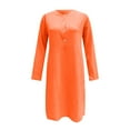 thumbnail image 5 of DondPO Plus Size Dresses for Curvy Women Midi Dresses Women's Round Neck Knee Length Dress Boho Casual Loose Dress With Buttons Long Sleeve Dress Womens Dresses Orange Dress L, 5 of 6