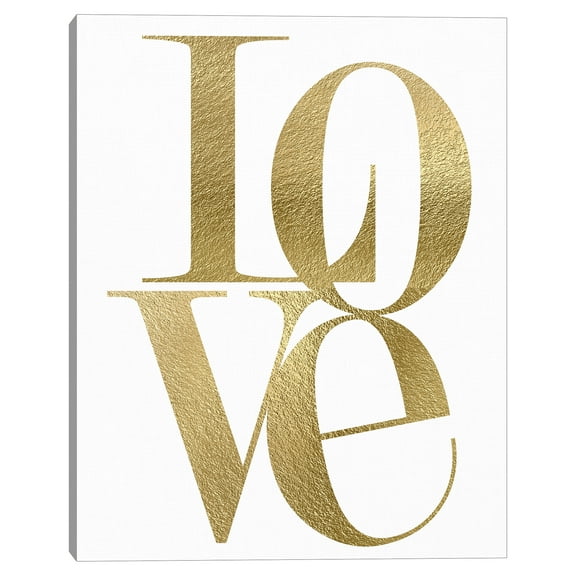 Masterpiece Art Gallery Love Stack Gold Typography Canvas Art Print, 22" x 28", by Nikki Chu