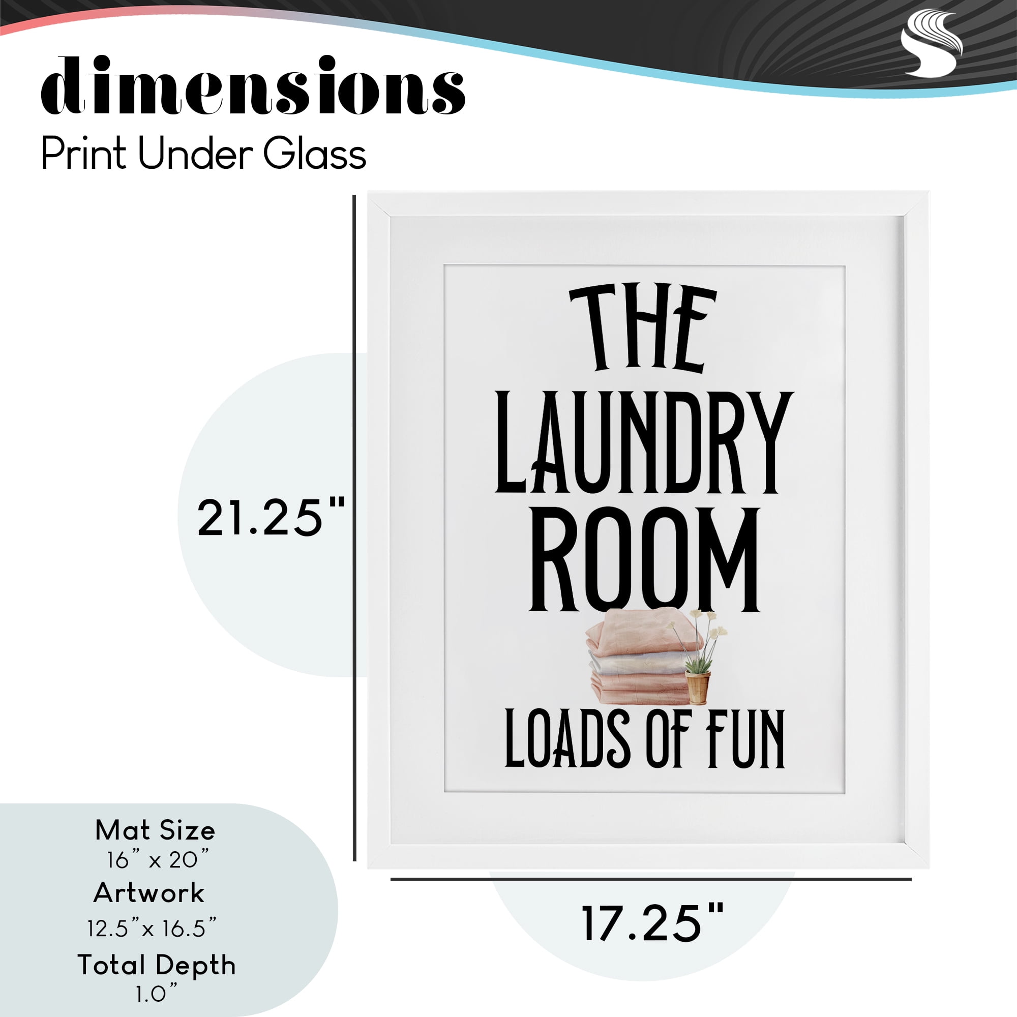 Laundry Room Fun Minimal White Framed Print Under Glass, design by Kim Allen