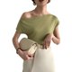 thumbnail image 1 of Camisa de punto para mujer, manga corta, hombros descubiertos, delgada, color sólido, top, verde Advancent AP001509-04B, 1 of 7