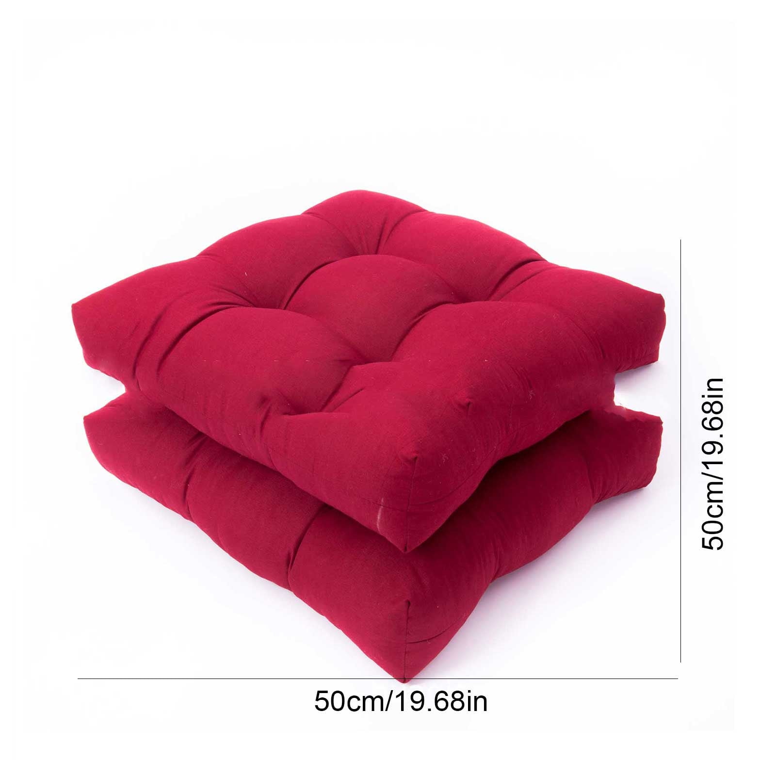 Plush Chair Cushions, Breathable Pearl Cotton Seat Cushions with Tight Stitches, Washable Polyester Cushion for Outdoor Garden Bench Office Dining Chair, Set of 2, Red/Navy/Gray/Green/Coffee