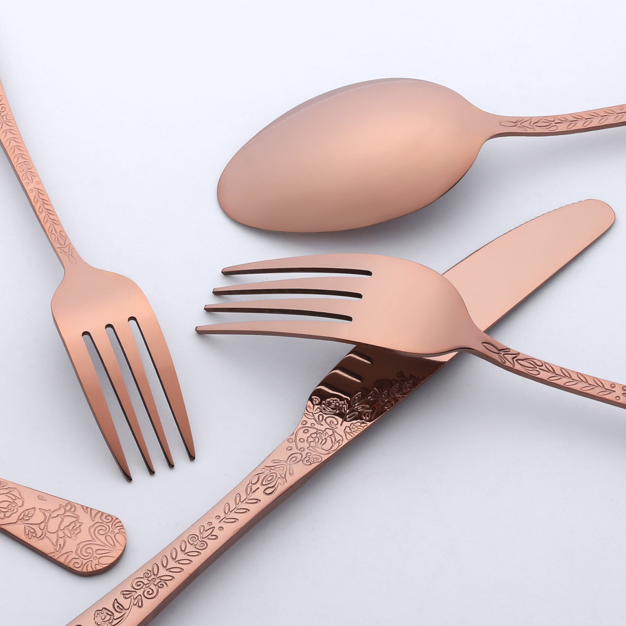Unique Bargains 20 Pieces Stainless Steel Silverware Set for 4 Modern Cutlery Rose Gold