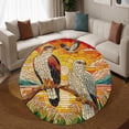 thumbnail image 3 of Round Area Rug, Hawk Non-Slip Floor Mat, Soft Washable Carpet for Living Room Bedroom Decor 31 Inch, 3 of 6