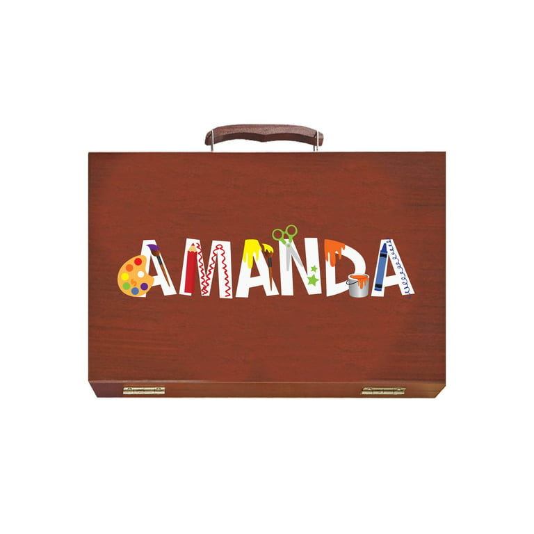 Personalized 80-piece Deluxe Art Set W/wood Carrying Case Arts & Crafts  Engraved Designs for Kids Choose From 8 Designs 