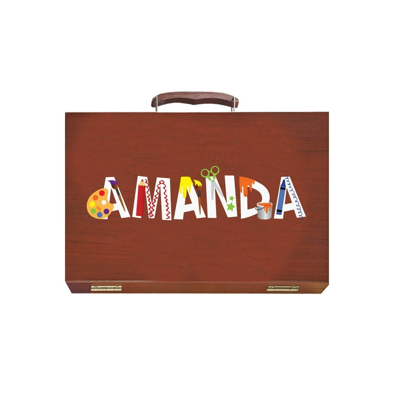 Personalized 80-piece Deluxe Art Set W/wood Carrying Case Arts