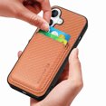 thumbnail image 2 of Dteck Detachable Back Cover for iPhone 16 with Card Holder, Magnetic Wallet Pocket Carbon Fiber Texture PU Leather Slim Phone Case, Brown, 2 of 12