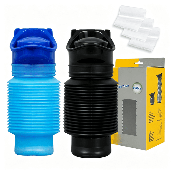 RAQOE Portable Urinal,Portable Car Urinal for Men and Women,750Ml,Leakproof,Pee Bottle for Men,With Disposable Replacement Bags,With Carrying Bag,Folding Urinal for Travel,Traffic Jams,Camping