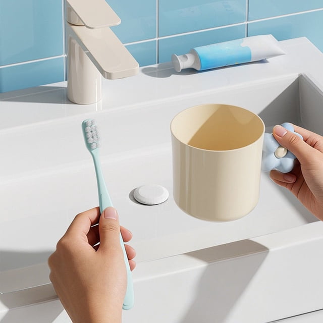 Vaso de cepillo de dientes de plástico con diseño colorido, vaso de lavado redondo de 13.2 cm para baño, contiene artículos de aseo, compacto y ligero.