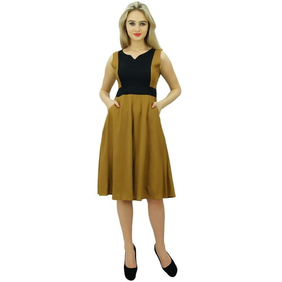 Bimba Women's Rayon Casual Shift Dress Sleeveless Summer Dresses With Pockets