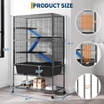 thumbnail image 3 of Large Metal Bird Cage – 88×48.5×151cm Black Aviary with Rolling Wheels (Multi-Level, 3 Platforms), 3 of 10