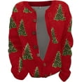 thumbnail image 2 of CAILDANL Ugly Sweaters for Women Plus Size Vintage Santa Funny Cardigan Button Up Cute Knit Santa Xmas Sweater, 2 of 2