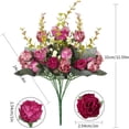 thumbnail image 2 of Xiao Hua Ramo de flores artificiales de seda de 7 tenedores y 21 cabezas con hojas y rosas para decoración floral de boda, 2 manojos, color rosa intenso, 2 of 5