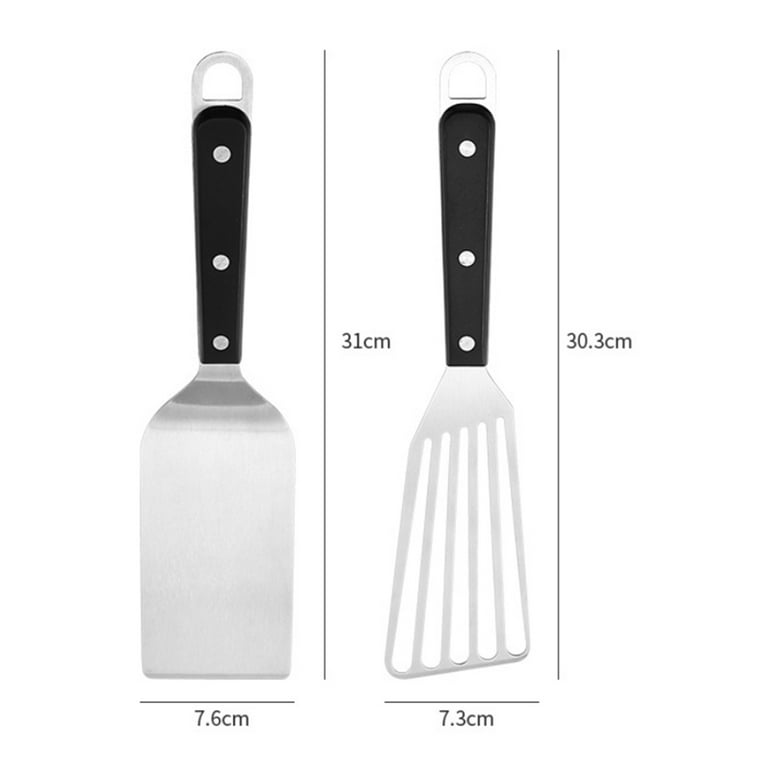 Stainless Steel Cooking Spatula Slotted Pancake Turner 2pcs - 10 x 2.8(L*W) - Silver