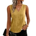 thumbnail image 6 of BOMYJESK Women's Tank Tops Linen V Neck Sleeveless Casual Shirt Loose Spring Summer Boho Gauze Tops Solid Color Cute Vest Yellow XL, 6 of 7