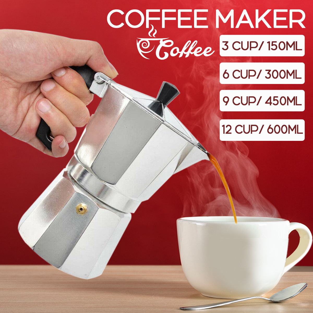 Coffee Maker Aluminum Mocha Espresso Percolator Pot Coffee Maker Moka