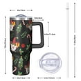 thumbnail image 3 of Double Wall 40oz Tumbler Gift - Festive Stainless Steel w/Reindeer Pattern, Leakproof w/Handle & Straw, 3 of 4