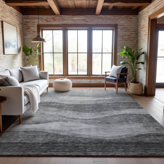 Addison Rugs Mayfield Premium Machine Washable Transitional Swirls Gray Rectangle Rug, 5' x 7'6"