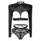 thumbnail image 1 of VISgogo, conjunto de lencería exótica de 4 uds para mujer, Tops cortos de manga larga transparentes de malla y bragas de Tanga con cuello, liguero, ropa de dormir VISgogo moda, 1 of 8