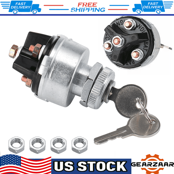 Universal Ignition Key Starter Switch With 2 Keys For Car Tractor Trailer 12V