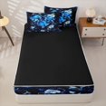 thumbnail image 4 of Homewish Neon Sea Turtle Zipper Twin Comforter Sets with Fitted Sheet and 2 Pillowcases, Black Blue Flower Zipper Bedding Set, Black Reversible, 4-Piece, 4 of 6