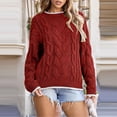 thumbnail image 6 of WTOBBY Women's Loose Winter Knitted Fashion Casual Pullover Sweater, Cozy Long Sleeve Top for Fall and Winter, Comfortable and Stylish Everyday Outfit,Red XL, 6 of 6
